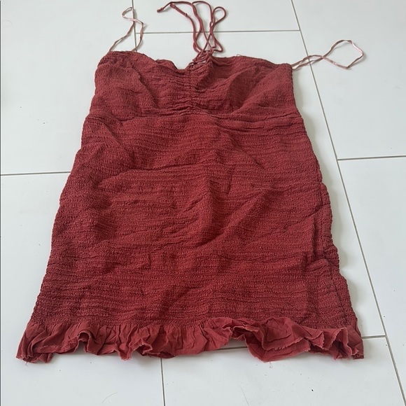 Intimately Free People Beach Babe Dress Women Large  Rust Strapless Ruffle Hem - Picture 3 of 6